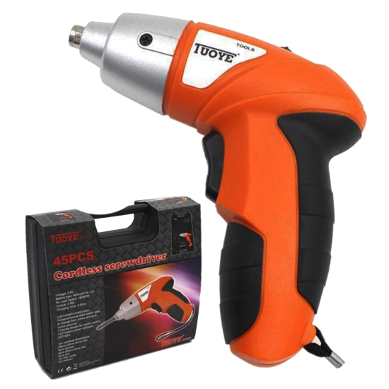 Imagen de Destornillador Eléctrico Inalámbrico y Accesorios 45 Piezas R104-1