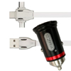 Imagen de Cargador de Auto 3 En 1 Iphone, Micro, Tipo-C 2.4A
