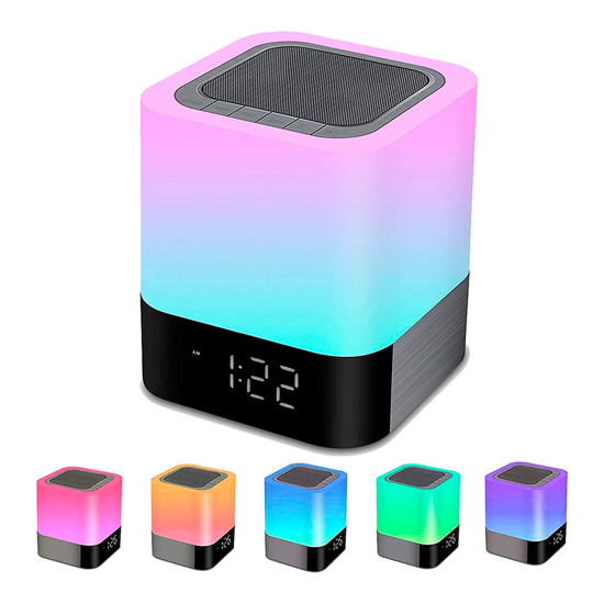 Imagen de Parlante Reloj Despertador Bluetooth Veladora RGB Recargable GT-1412