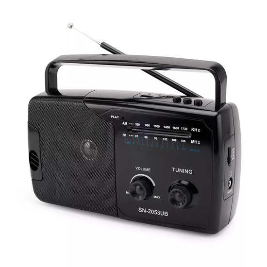Imagen de Radio Porátil AM/FM BT USB Batería, Corriente y Pilas SN-2053UB
