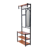 Imagen de Perchero Recibidor con Espejo 180x65 cm Negro Metal y Madera