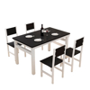 Imagen de Juego de comedor con 4 sillas Metal + Madera Color Negro/Blanco