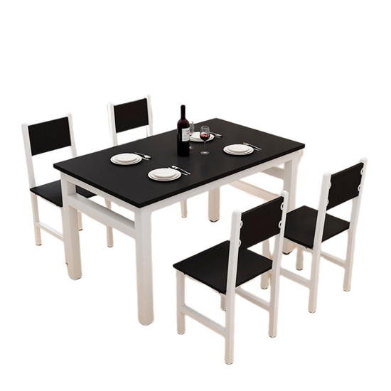 Imagen de Juego de comedor con 4 sillas Metal + Madera Color Negro/Blanco