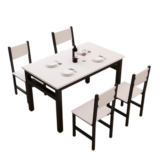 Imagen de Juego de comedor con 4 sillas Metal + Madera Color Blanco/Negro