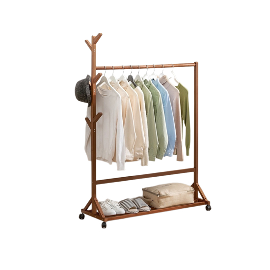 Imagen de Perchero c/Ruedas Madera Color Caoba 100X35X155 cm