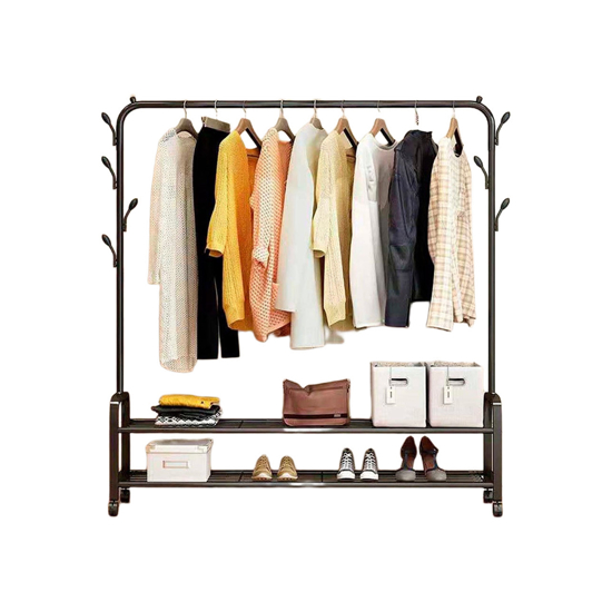 Imagen de Perchero de Metal Negro con Ruedas 105x34x155 cm