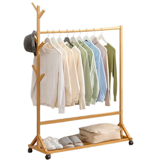 Imagen de Perchero c/Ruedas Madera Color Natural 100X35X155 cm