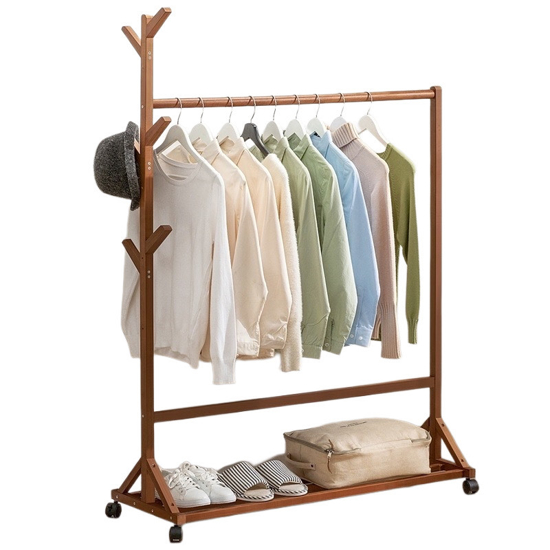 Imagen de Perchero c/Ruedas Madera Color Caoba 80X35X155 cm