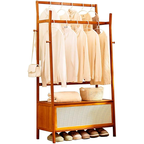 Imagen de Perchero madera con baul 90x40x165 cm Color Caoba