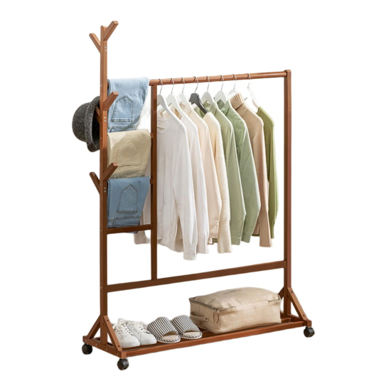 Imagen de Perchero c/Ruedas Madera Color Caoba 100X35X155 cm