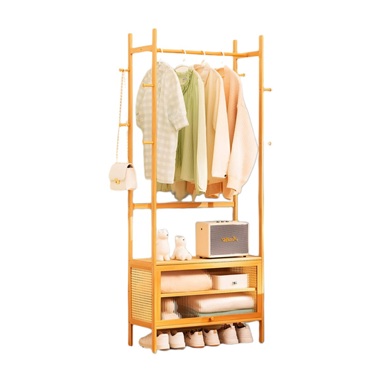 Imagen de Perchero Madera 70x32x170cm 3 Estantes Color Natural