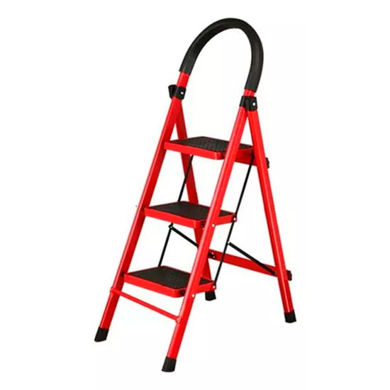 Imagen de Escalera Antideslizante 3 Escalones Plegable Color Rojo