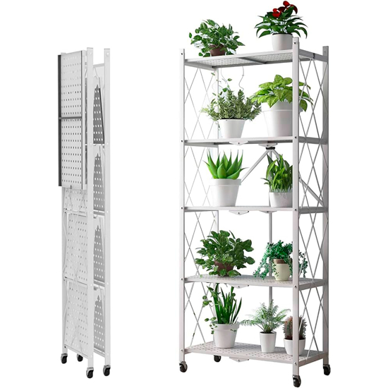 Imagen de Repisa Metálica Plegable 5 estantes Blanco con Ruedas