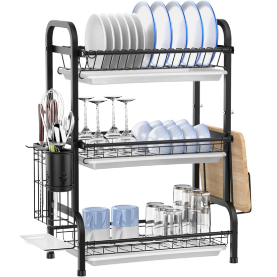 Imagen de Escurridor Platos Metal 3 Niveles Sobre Mesada 43cm