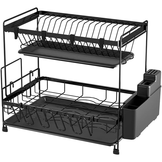 Imagen de Escurridor Metal 2 Niveles Mesada Cocina con Porta Cuchillas