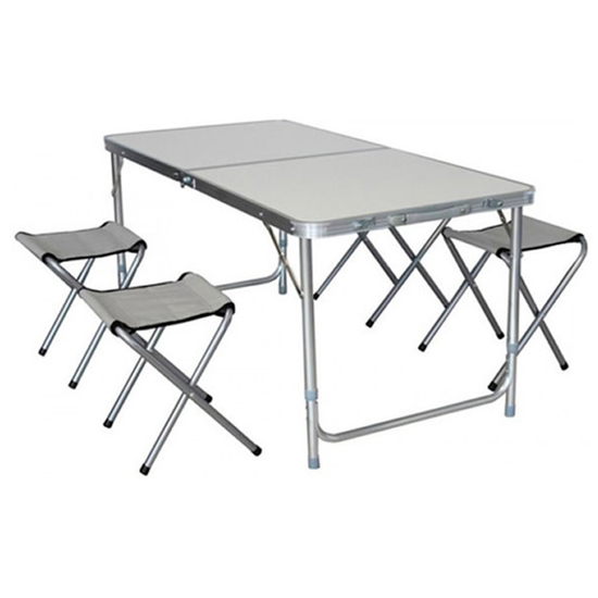 Imagen de Mesa de Camping plegable de aluminio con 4 banquetas