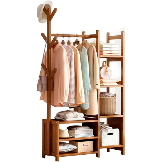 Imagen de Perchero Bambu de Pie 80x30x158cm 7 Estantes Natural