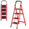 Imagen de Escalera Antideslizante 4 Escalones Plegable Color Rojo
