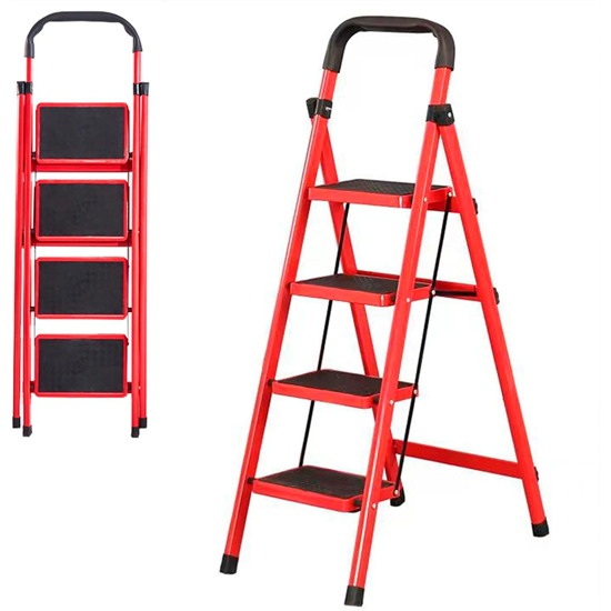 Imagen de Escalera Antideslizante 4 Escalones Plegable Color Rojo