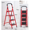 Imagen de Escalera Antideslizante 4 Escalones Plegable Color Rojo