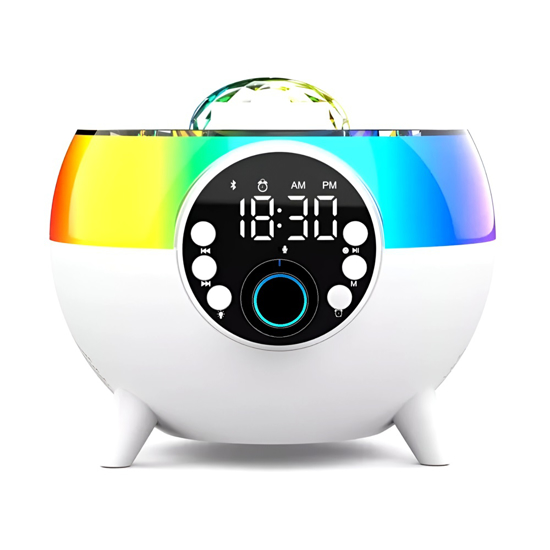 Imagen de Parlante Bluetooth con Lámpara RGB, Cargador inalámbrico y Reloj