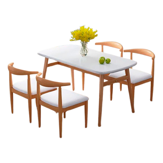 Imagen de Juego de Comedor Nórdico Mesa + 4 Sillas Madera Natural/Blanco