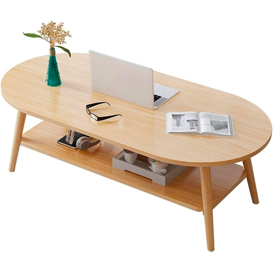 Imagen de Mesa Ratona 100x50cm Natural 2 Niveles 4 Patas