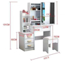 Imagen de Tocador con Espejo Luz LED 4 Cajones, Estantes y Taburete