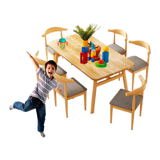 Imagen de Juego 6 Sillas Acolchonadas + Mesa para Niños en Metal/Madera