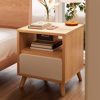 Imagen de Mesa de Luz Natural / Blanco Estante, Cajón y Patas 40cm