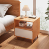 Imagen de Mesa de Luz Natural / Blanco Estante, Cajón y Patas 40cm