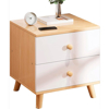 Imagen de Mesa de Luz Natural / Blanco 2 Cajónes y Patas 48cm