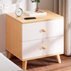 Imagen de Mesa de Luz Natural / Blanco 2 Cajónes y Patas 48cm