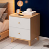 Imagen de Mesa de Luz Natural / Blanco 2 Cajónes y Patas 48cm