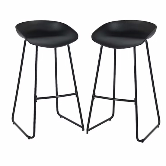 Imagen de Taburete Alto Negro Minimalista Industrial Hierro Set X2
