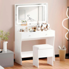 Imagen de Tocador con Espejo Luz LED Cajones y Taburete