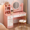 Imagen de Escritorio Tocador con Espejo Luz LED 3 Cajones 80cm Rosa
