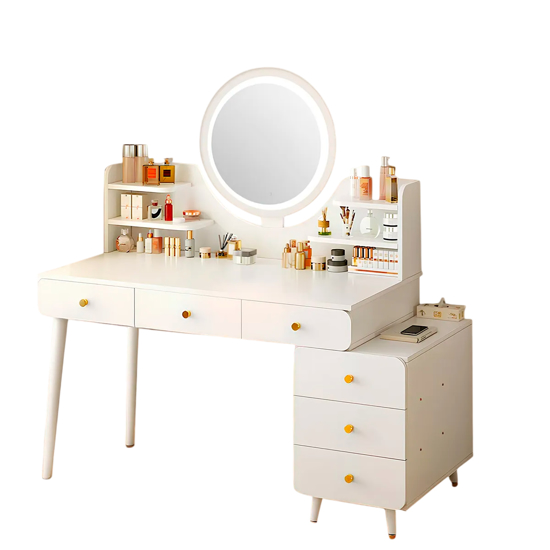 Imagen de Escritorio tocador Con Espejo Luz LED 6 Cajones