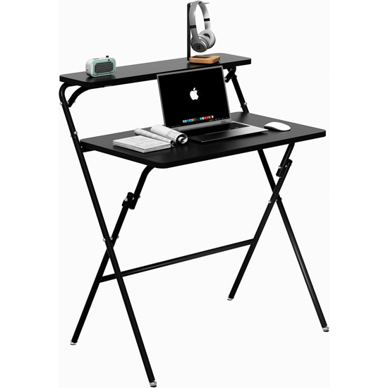 Imagen de Escritorio Compacto MDF Metal Plegable 80 cm Negro