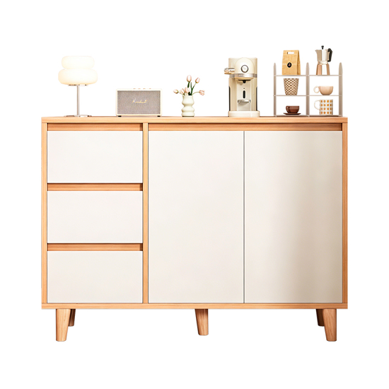 Imagen de Armario Minimalista Blanco y Madera 100x80x30cm