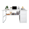 Imagen de Escritorio Minimalista MDF y Metal Blanco 3 Cajones