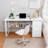 Imagen de Escritorio Minimalista MDF y Metal Blanco 3 Cajones