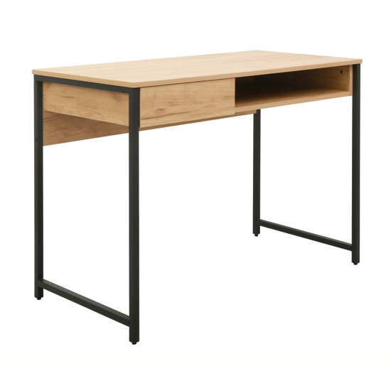 Imagen de Escritorio Industrial 100cm Madera Metal con Cajón Estante Mövi