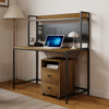 Imagen de Escritorio Estante y Panel Organizador MDF Hierro 124cm Mövi