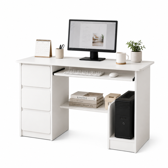 Imagen de Escritorio PC Melamínico 3 Cajones Bandeja 120Cm Mövi
