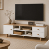 Imagen de Rack TV Natural 120 cm Estantes Cajones con Patas Mövi