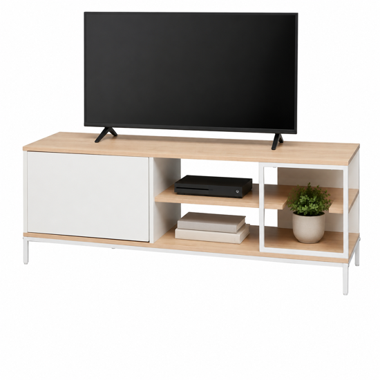 Imagen de Rack TV Hierro y Madera 120cm Estantes Gabinete Mövi