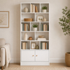 Imagen de Biblioteca Estantería Blanca Con Estantes y 2 Puertas 80x178cm Mövi